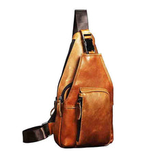 Leather Mens Cool Sling Bag Crossbody Bag Chest Bag for men