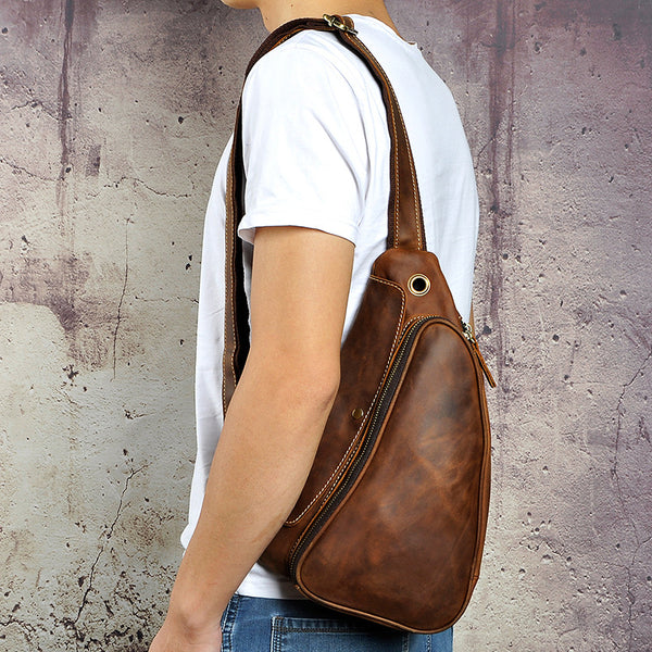 leather crossbody sling bag​ leather sling bag men's