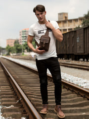 Leather Mens Cool Sling Bag Crossbody Travel Sling Bag Chest Bag for men