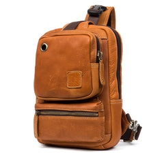 Leather Mens Cool Sling Bag Crossbody Bag Chest Bag for men