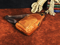 Leather Mens Cool Sling Bag Crossbody Bag Chest Bag for men