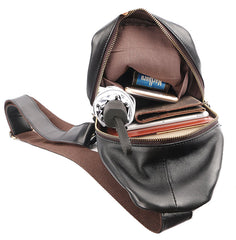 Leather Mens Cool Sling Bag Crossbody Bag Chest Bag for men