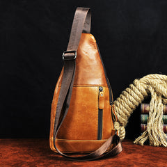 Leather Mens Cool Sling Bag Crossbody Bag Chest Bag for men