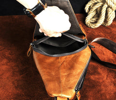 Leather Mens Cool Sling Bag Crossbody Bag Chest Bag for men