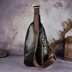 Leather Mens Cool Sling Bag Crossbody Bag Chest Bag for men