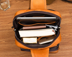 Leather Mens Cool Sling Bag Crossbody Bag Chest Bag for men
