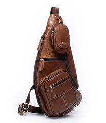 Leather Mens Cool Sling Bag Crossbody Bag Chest Bag for men