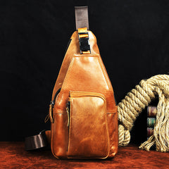 Leather Mens Cool Sling Bag Crossbody Bag Chest Bag for men