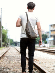 Leather Mens Cool Sling Bag Crossbody Bag Chest Bag for men
