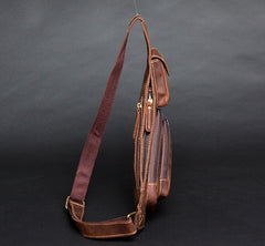 Leather Mens Cool Sling Bag Crossbody Bag Chest Bag for men