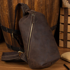 Leather Mens Cool Sling Bag Crossbody Bag Chest Bag for men
