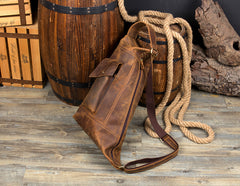Leather Mens Cool Sling Bag Crossbody Bag Chest Bag for men