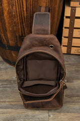 Leather Mens Cool Sling Bag Crossbody Bag Chest Bag for men