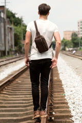 Leather Mens Cool Sling Bag Crossbody Bag Chest Bag for men