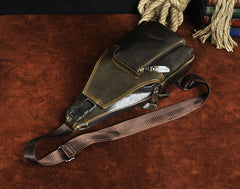 Leather Mens Cool Sling Bag Crossbody Bag Chest Bag for men