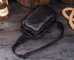 Leather Mens Cool Sling Bag Crossbody Bag Chest Bag for men
