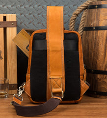 Leather Mens Cool Sling Bag Crossbody Bag Chest Bag for men