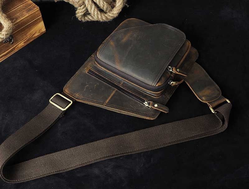 Leather Mens Cool Sling Bag Crossbody Bag Chest Bag for men – iwalletsmen