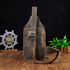 Leather Mens Cool Sling Bag Crossbody Bag Chest Bag for men