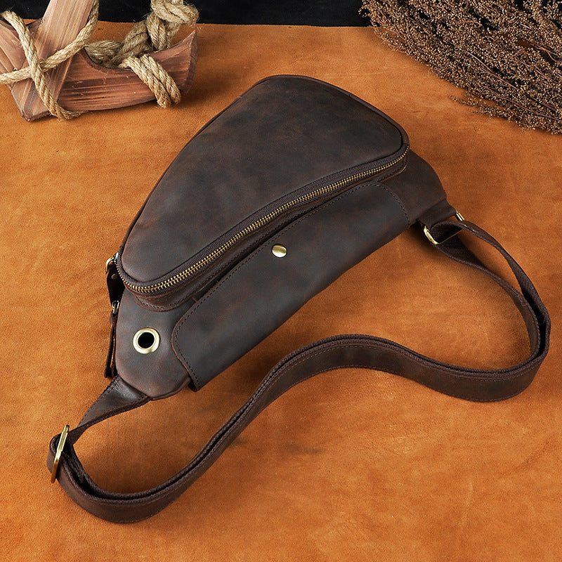 Leather Mens Cool Sling Bag Crossbody Bag Chest Bag for men