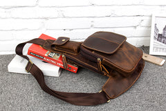 Leather Mens Cool Sling Bag Crossbody Bag Chest Bag for men