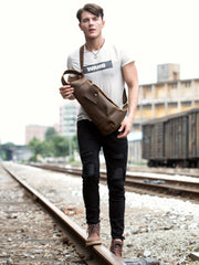 Leather Mens Cool Sling Bag Crossbody Bag Chest Bag for men