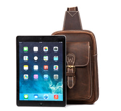 Leather Mens Cool Sling Bag Crossbody Travel Sling Bag Chest Bag for men