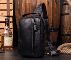 Leather Mens Cool Sling Bag Crossbody Bag Chest Bag for men