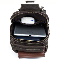 Leather Mens Cool Sling Bag Crossbody Bag Chest Bag for men