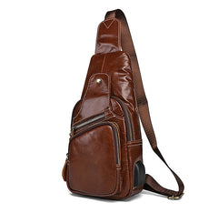 Leather Mens Cool Sling Bag Crossbody Bag Chest Bag for men