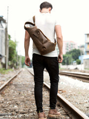 Leather Mens Cool Sling Bag Crossbody Bag Chest Bag for men
