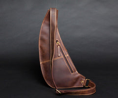 Leather Mens Cool Sling Bag Crossbody Bag Chest Bag for men