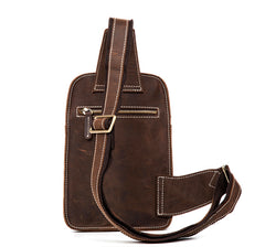 back of Leather Mens Cool Sling Bag Crossbody Travel Sling Bag Chest Bag for men