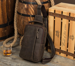 Leather Mens Cool Sling Bag Crossbody Bag Chest Bag for men