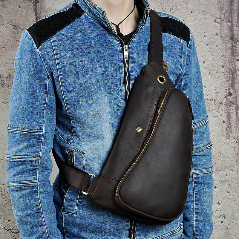 Leather Sling Bag for Men Crossbody Bag Chest Bag for men – iwalletsmen