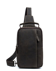 Leather Mens Cool Sling Bag Crossbody Bag Chest Bag for men