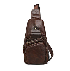 Leather Mens Cool Sling Bag Crossbody Bag Chest Bag for men