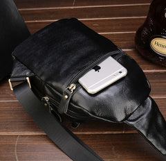 Leather Mens Cool Sling Bag Crossbody Bag Chest Bag for men