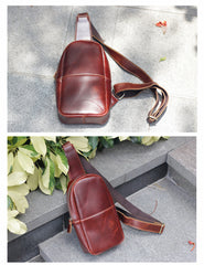 Leather Mens Cool Sling Bag Crossbody Bag Chest Bag for men