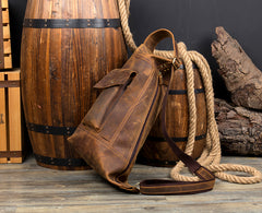 Leather Mens Cool Sling Bag Crossbody Bag Chest Bag for men