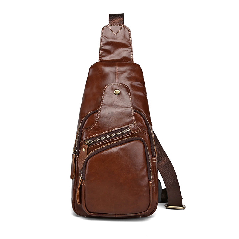 Leather Mens Cool Sling Bag Crossbody Bag Chest Bag for men