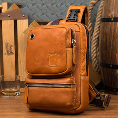 Leather Mens Cool Sling Bag Crossbody Bag Chest Bag for men