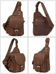 Leather Mens Cool Sling Bag Crossbody Bag Chest Bag for men