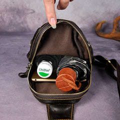Leather Mens Cool Sling Bag Crossbody Bag Chest Bag for men