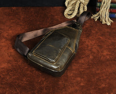 Leather Mens Cool Sling Bag Crossbody Bag Chest Bag for men