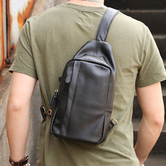 Leather Mens Cool Sling Bag Crossbody Bag Chest Bag for men