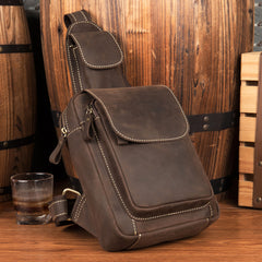 Leather Mens Cool Sling Bag Crossbody Bag Chest Bag for men