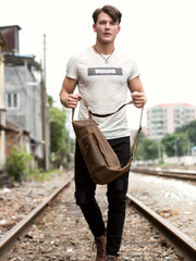 Leather Mens Cool Sling Bag Crossbody Bag Chest Bag for men