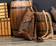 Leather Mens Cool Sling Bag Crossbody Bag Chest Bag for men