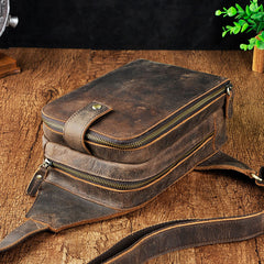 Leather Mens Cool Sling Bag Crossbody Bag Chest Bag for men